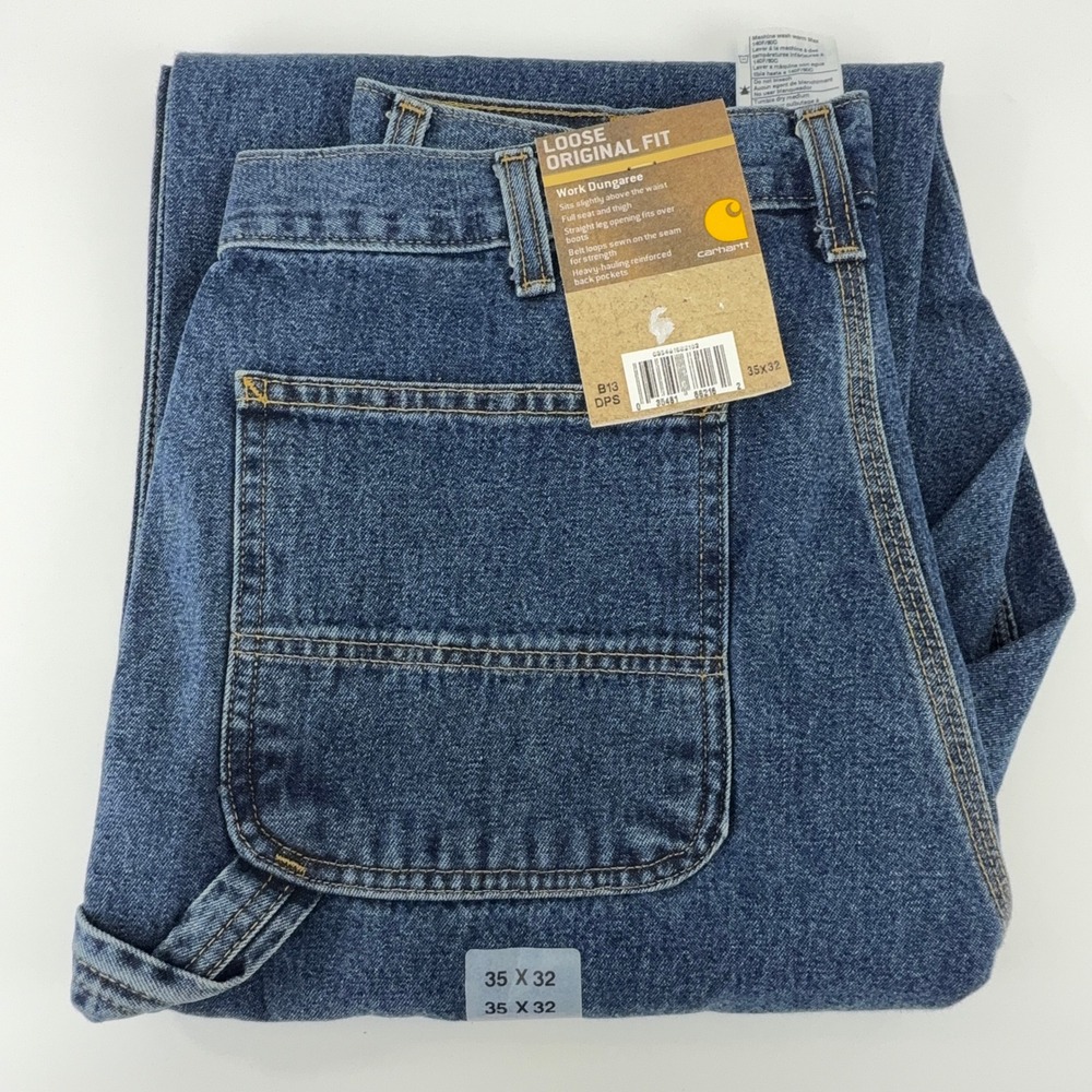 Carhartt Loose Original Fit Work Dungaree Blue Jeans Mens 35x32 B13 DPS NWT NOS